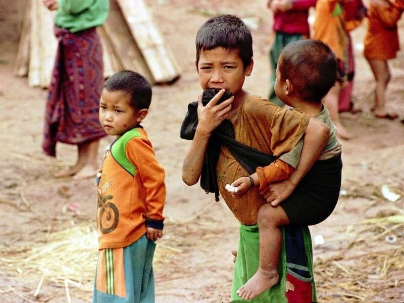 Vesnice kmene Akha (Laos)