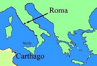 Mapa Říma a Kartága