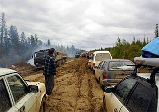 Blátivá silnice v Rusku