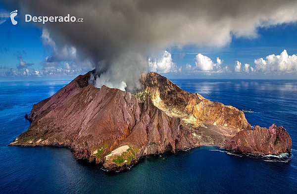Sopka na White Island (Nový Zéland)