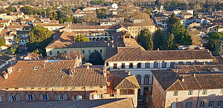 Pohled z věže Torre Guinigi v Lucca (Toskánsko - Itálie)