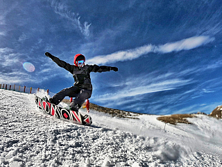 Snowboarding v italských Dolomitech