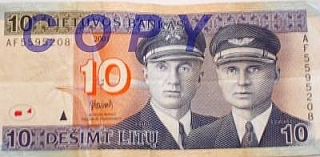 Bankovka 10 litů Darius a Girenas (Litva)