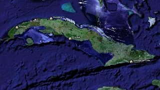 Satelitní snímek Kuby